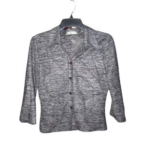 Shimmery Silver Button Down Top